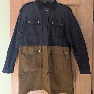 J. Crew long midi-length barn jacket (Barbour-style)